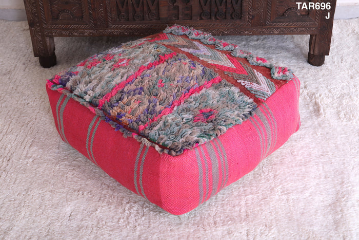 Moroccan handmade berber pink ottoman pouf - Moroccan kilim pouf