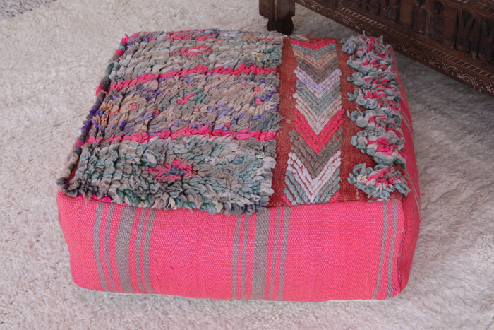 Moroccan handmade berber pink ottoman pouf - Moroccan kilim pouf