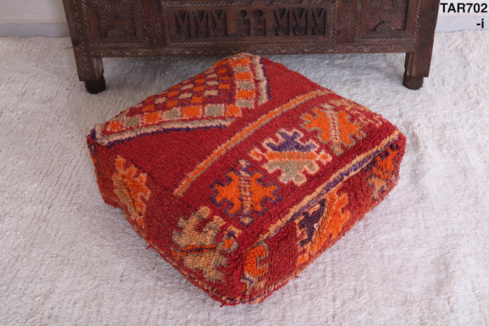 Moroccan handmade berber rug azilal pouf - Moroccan kilim pouf
