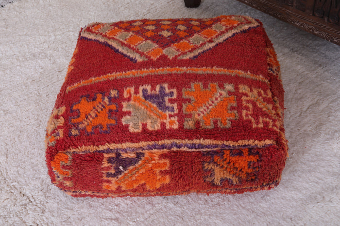 Moroccan handmade berber rug azilal pouf - Moroccan kilim pouf