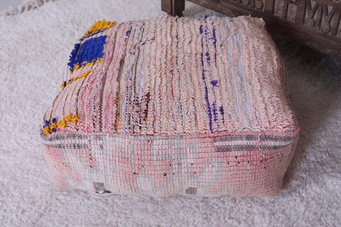 Moroccan handmade kilim old rug pouf - Moroccan kilim pouf