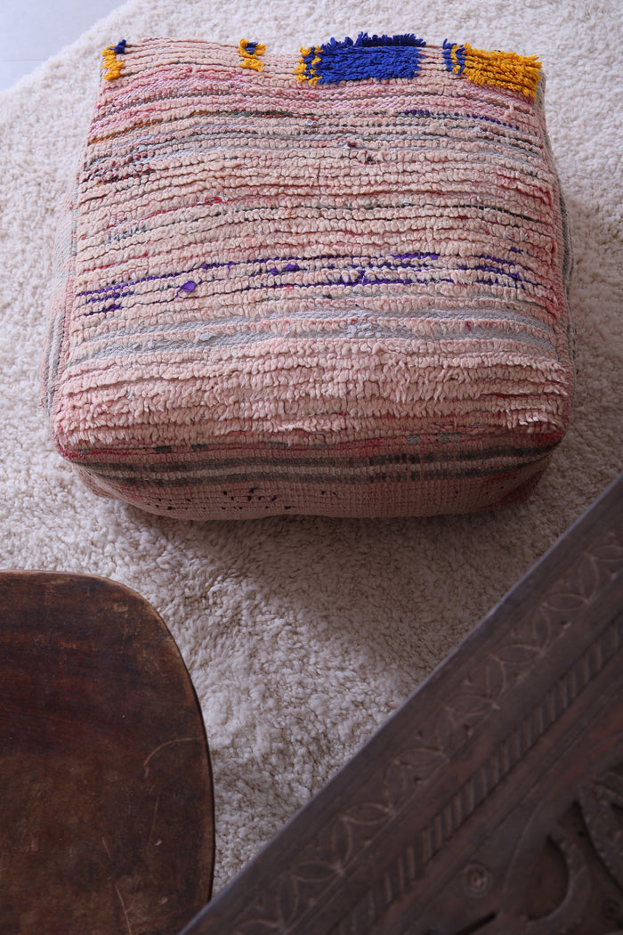 Moroccan handmade kilim old rug pouf - Moroccan kilim pouf