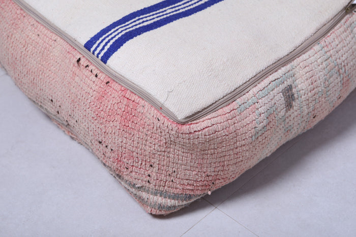 Moroccan handmade kilim old rug pouf - Moroccan kilim pouf