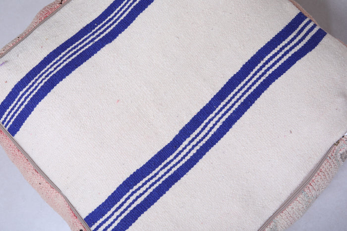 Moroccan handmade kilim old rug pouf - Moroccan kilim pouf