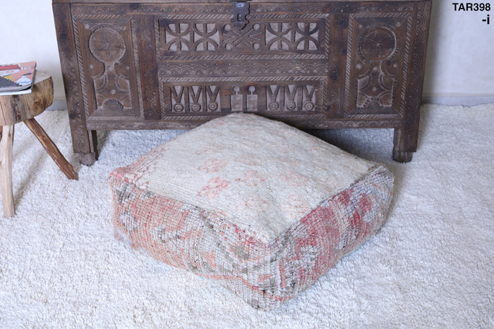 Moroccan handmade kilim ottoman old rug pouf - Moroccan kilim pouf