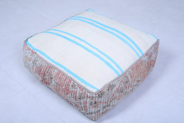Moroccan handmade kilim ottoman old rug pouf - Moroccan kilim pouf