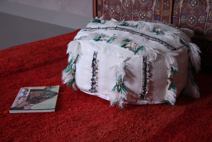 Moroccan round berber handwoven kilim pouf - kilim pouf