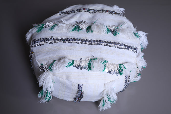 Moroccan round berber handwoven kilim pouf - kilim pouf