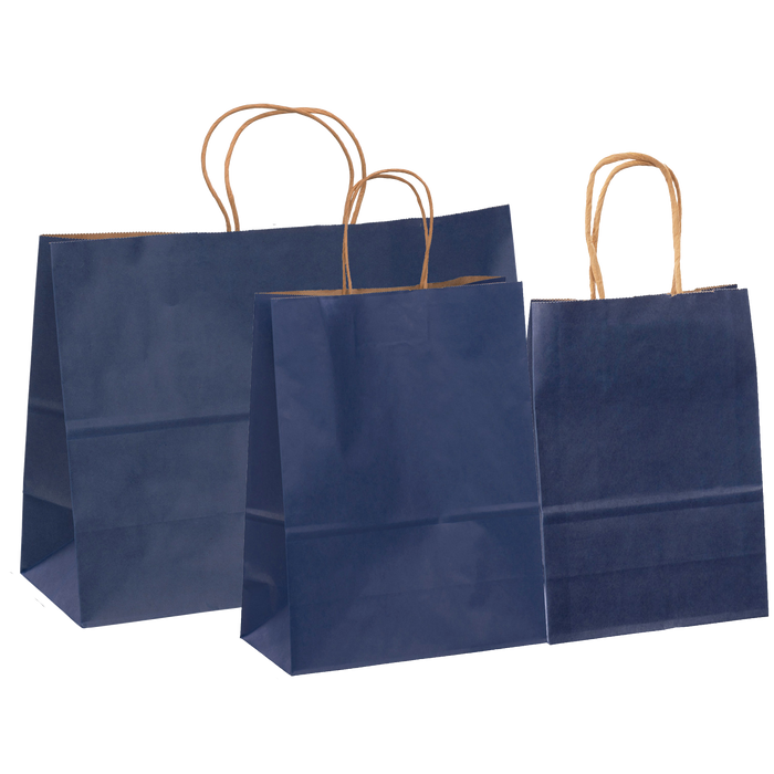 Navy Blue Kraft Paper Shopper Bags
