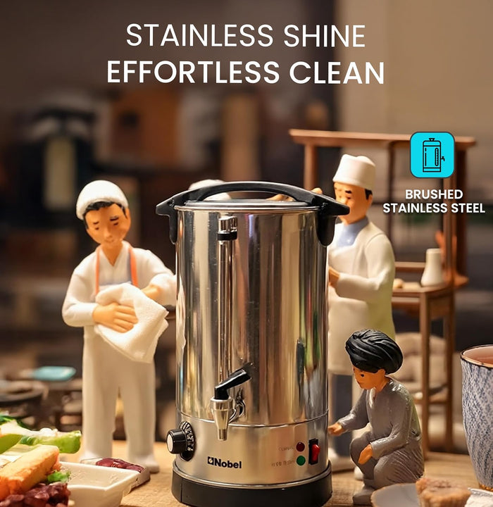 Nobel 10L Water Boiler – Stainless Steel Double Wall, Safety Lock Lid, Non-Drip Faucet, Keep Warm Function - NWB1000