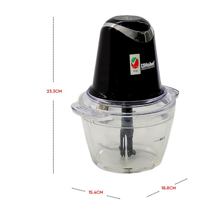 NOBEL Chopper 1 Litre Glass Bowl Plastic Body NCFP363
