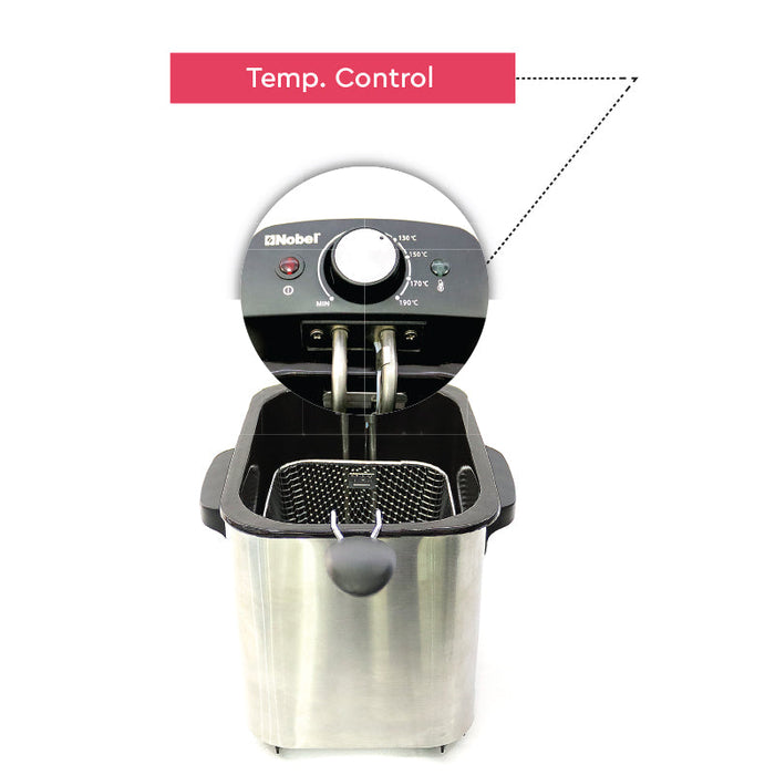 Nobel Deep Fryer 3000W 8 Ltrs Stainless Steel NDF8G