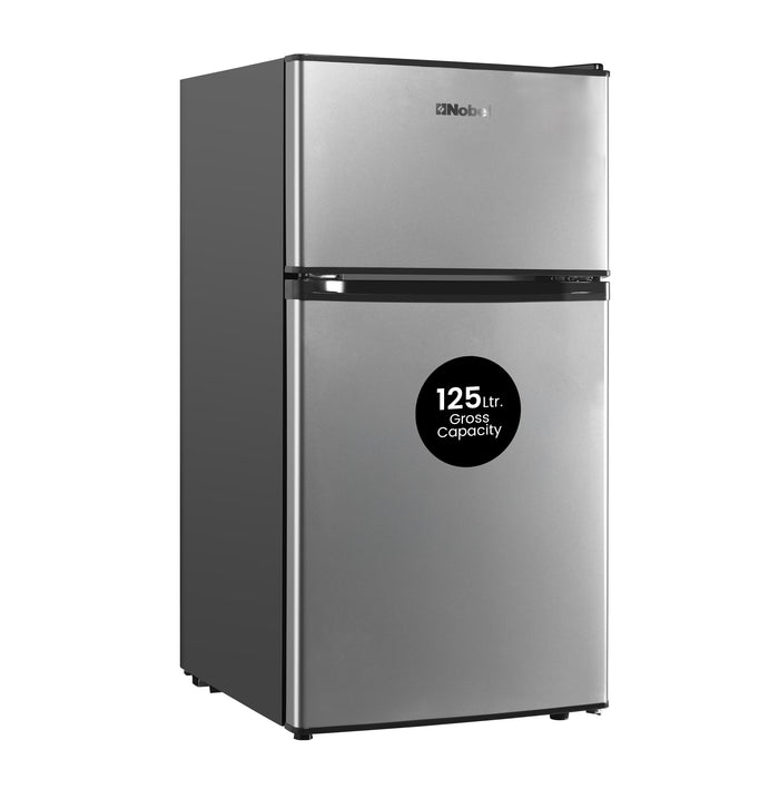 Nobel Double Door Refrigerator 125L Gross / 73L Net Compact Fridge with Vegetable Crisper, LED Light – NR125E