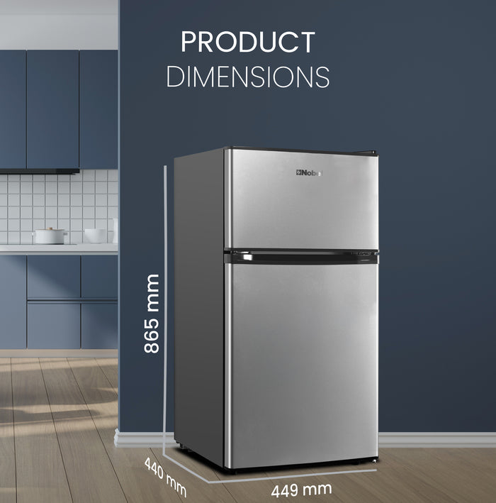 Nobel Double Door Refrigerator 125L Gross / 73L Net Compact Fridge with Vegetable Crisper, LED Light – NR125E