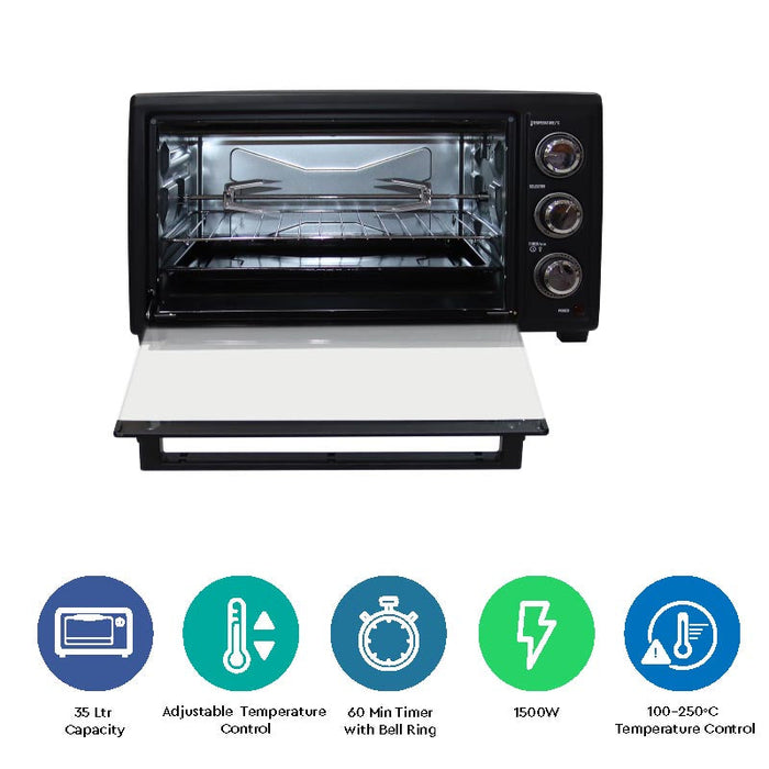 Nobel Electric Oven Black 35 Litres 1500W  NEO36