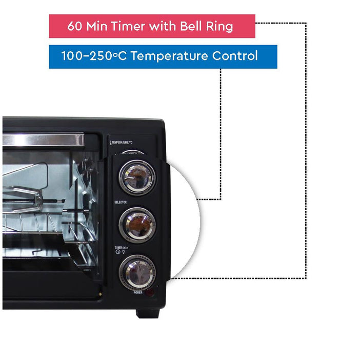 Nobel Electric Oven Black 35 Litres 1500W  NEO36