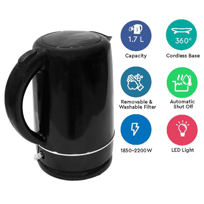 Nobel Kettles Black 1.7 Litre Auto Shutoff NK17BK