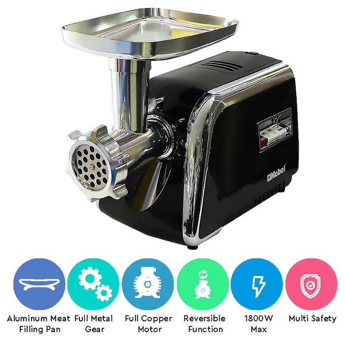 Nobel Meat Grinder Black 1800W 2 Speed+Reverse Function NMG2500