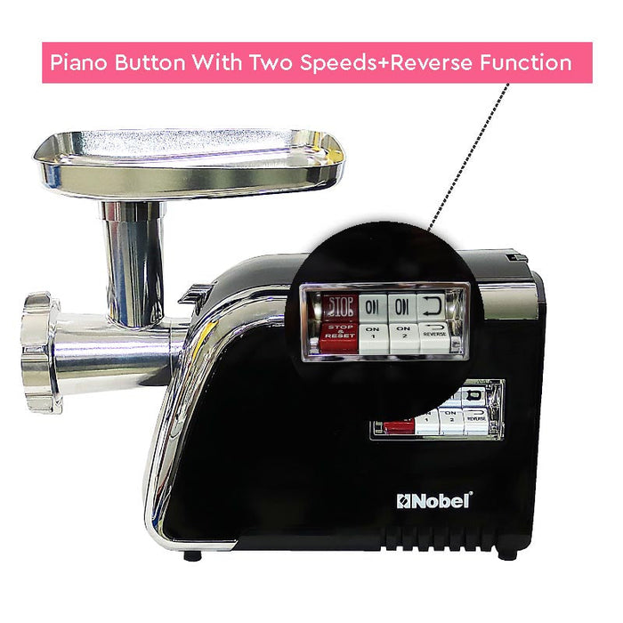 Nobel Meat Grinder Black 1800W 2 Speed+Reverse Function NMG2500