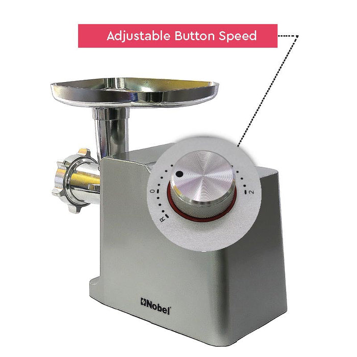 Nobel Meat Grinder Silver 2100W 2 Speed + Reverse Function  NMG3000