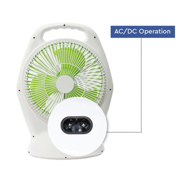 Nobel Rechargeable Box Fan White 8 inch Fan Blade LED Light 9 Speed NBF87R