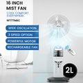 NOBEL Rechargeable Mist Fan White 16 inch Fan Blade NF777MRC