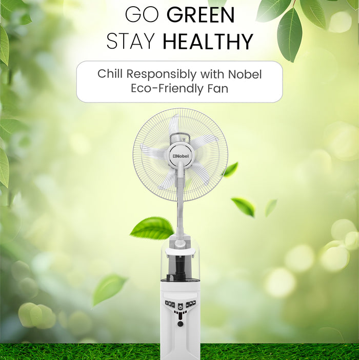 NOBEL Rechargeable Mist Fan White 16 inch Fan Blade NF777MRC