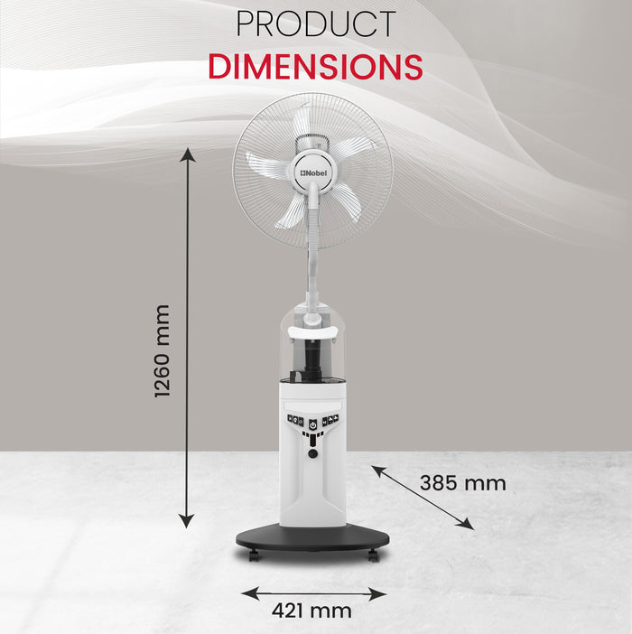 NOBEL Rechargeable Mist Fan White 16 inch Fan Blade NF777MRC