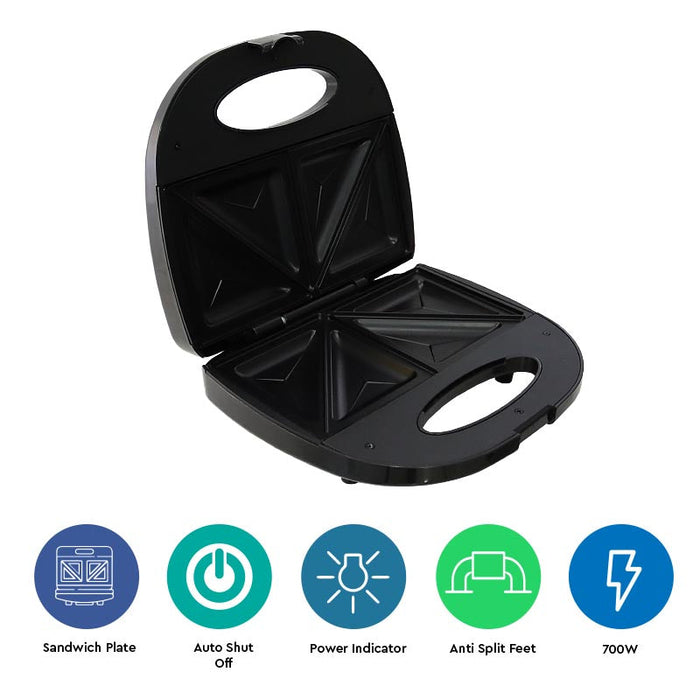 Nobel Sandwich Maker 700W Black/Silver Color NSM25S