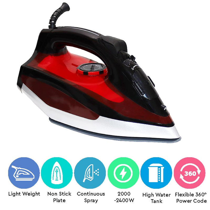 Nobel Steam Press Iron Red Ceramic Sole Plate  NSI27
