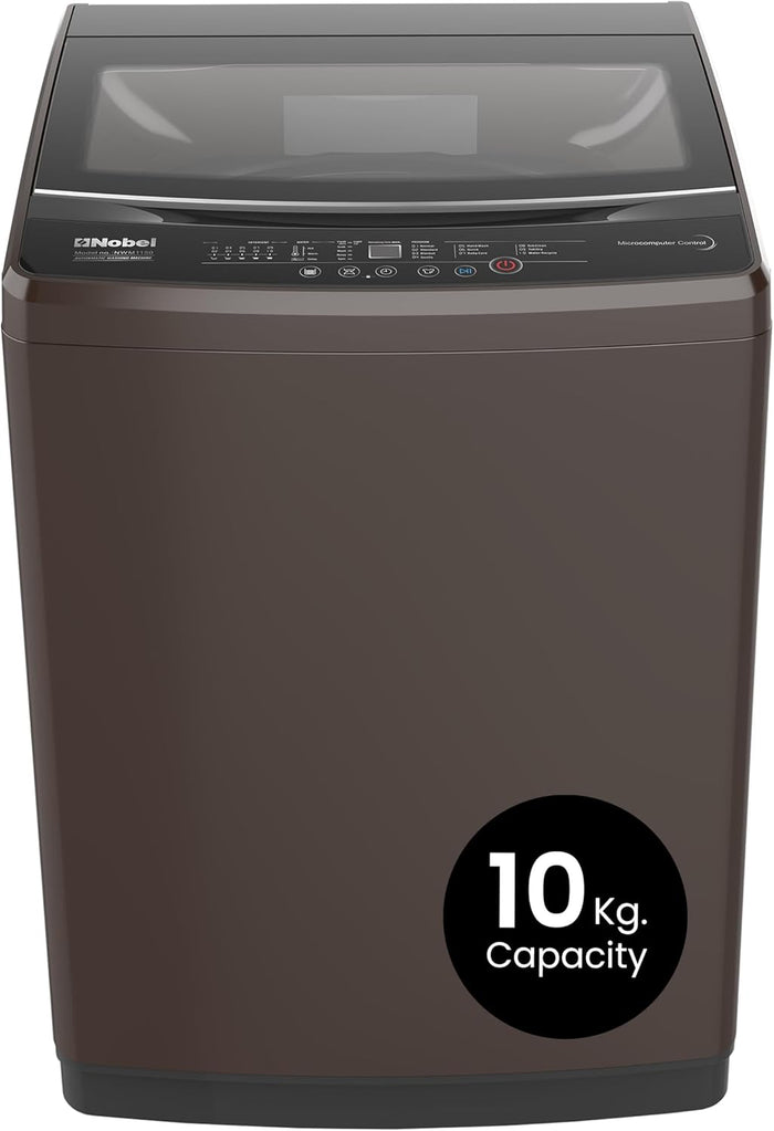 Nobel Washing Machine 10kg Capacity, Electronic Control, LED Display, 6 Programs NWM1150 Silver