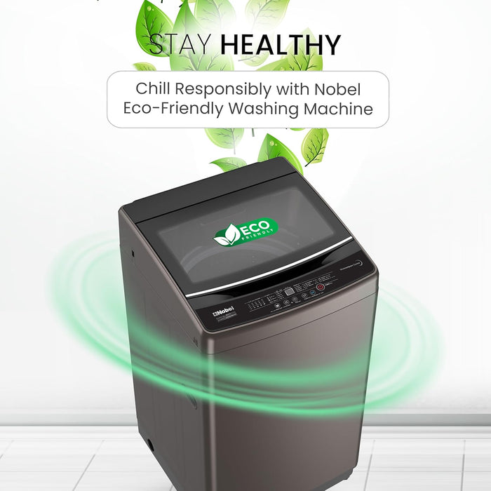 Nobel Washing Machine 10kg Capacity, Electronic Control, LED Display, 6 Programs NWM1150 Silver