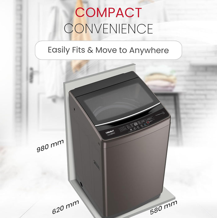 Nobel Washing Machine 10kg Capacity, Electronic Control, LED Display, 6 Programs NWM1150 Silver