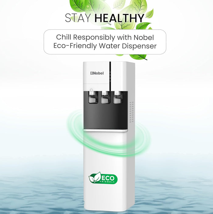 Nobel Water Dispenser, 3 Taps, Hot, Normal, Cold, Bottom Loading, Child Safety Lock NWD800BL White