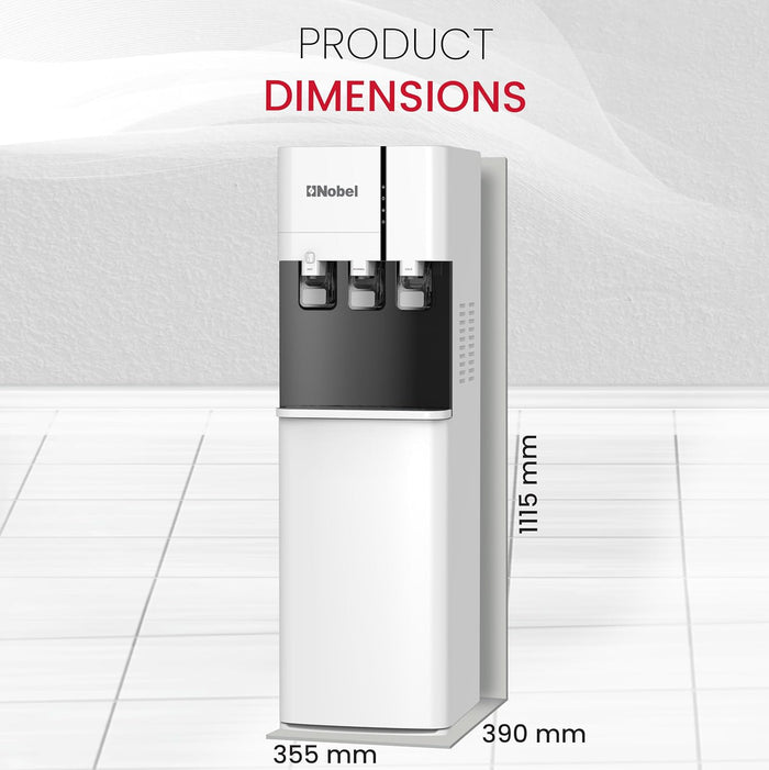 Nobel Water Dispenser, 3 Taps, Hot, Normal, Cold, Bottom Loading, Child Safety Lock NWD800BL White