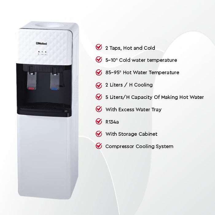Nobel Water Dispenser Free Standing White Cabinet NWD1602