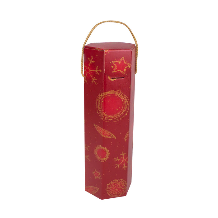 ONE BOTTLE HEXAGON BOX WITH ROPE HANDLE
