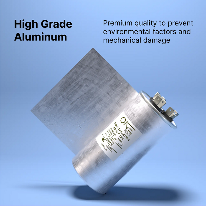 ONE Power 45/5-MFD, 370V or 440V Dual Run A/C Capacitor 45+5 uF CBB65B Air Conditioner Capacitors for AC Unit Fan Motor Start or Heat Pump or Condenser Straight Cool (OPCDR455) One Products AC Capacitors