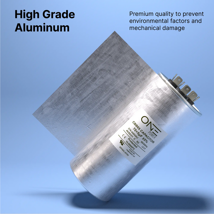 ONE Power 70/7.5-MFD, 370V or 440V Dual Run A/C Capacitor 70+7.5 uF CBB65B Air Conditioner Capacitors for AC Unit Fan Motor Start or Heat Pump or Condenser Straight Cool (OPCDR705) One Products AC Capacitors