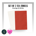Orange & White Tea Towels, Set of 2