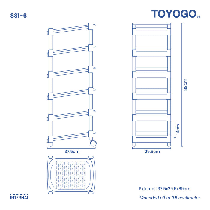 PASSO 6 TIER SHOE RACK W WHL (831-6)