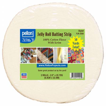 Pellon Cotton With Scrim Jelly Roll Batting - 2.5 x 50Yds