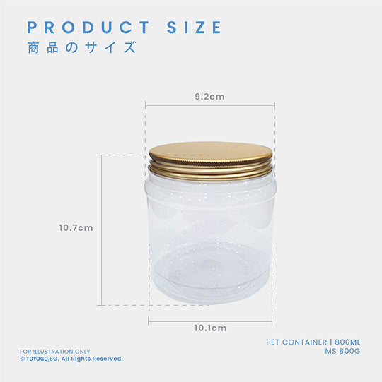 PET CONTAINER W/ COL GOLD LID(MS800G-50)