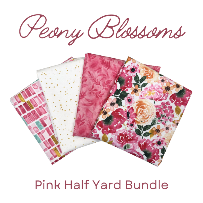 Pink Peony Blossoms - 4 Half-Yard Bundle