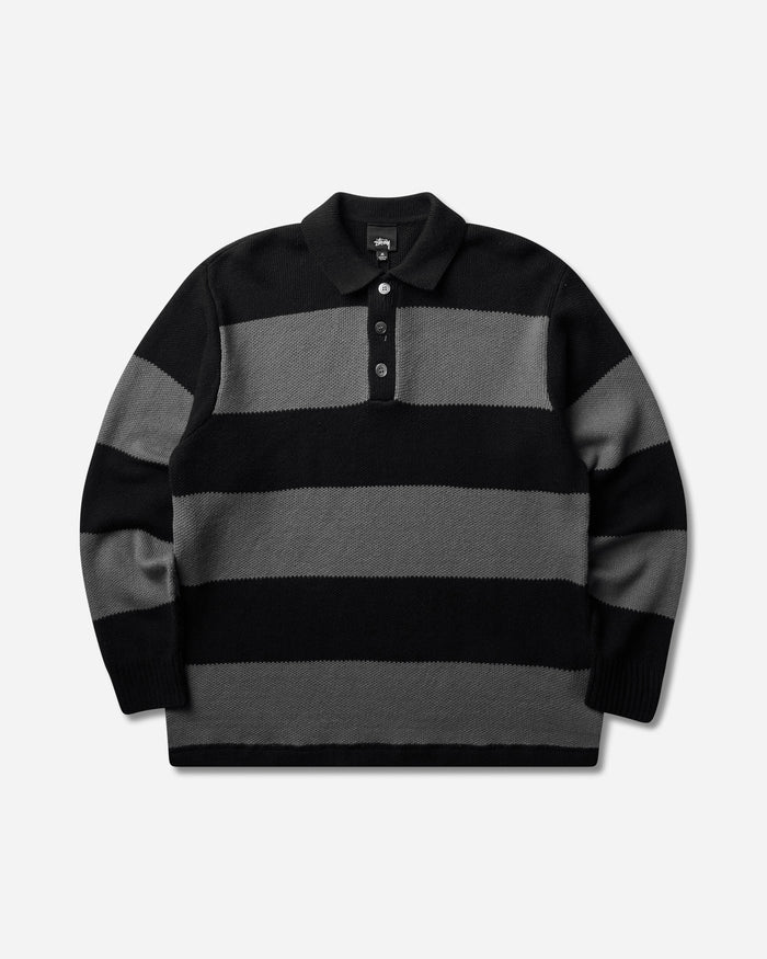 Stüssy Pique Knit Stripe Rugby Black Knitwears Sweaters 117317SJ 0001