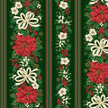Poinsettias at Christmas - Border Stripe Green Foil - CF17637R-GREEN