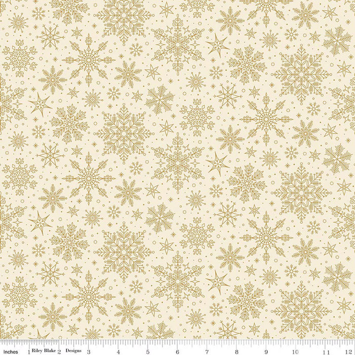 Poinsettias at Christmas - Christmas Snowflakes Cream Foil - CF17635-CREAM