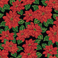 Poinsettias at Christmas - Main Black Foil - CF17630R-BLACK