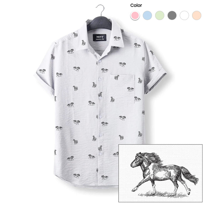 Pony Horse icon pattern - Button Down Shirts - myfunfarm