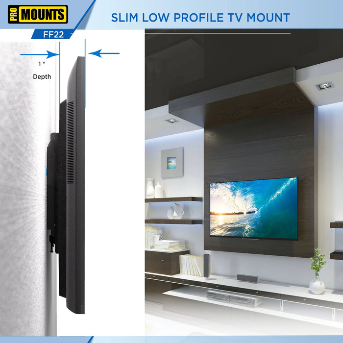 ProMounts Flat / Fixed TV Wall Mount for 13" to 47" TVs, Holds up to 55lbs \ ProMounts Flat Mount